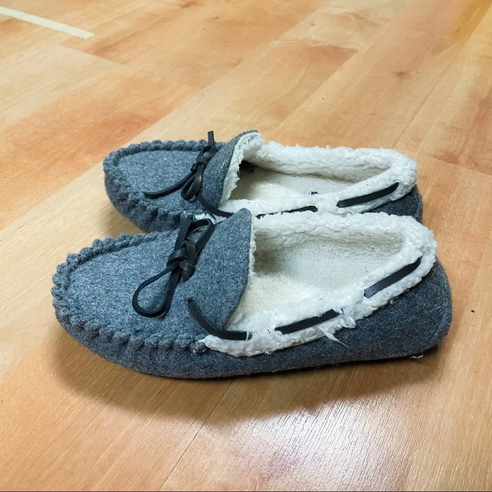 Stride Rite Gray Sherpa Lined Gabriel Wool Moccasins Kids Size 11/12